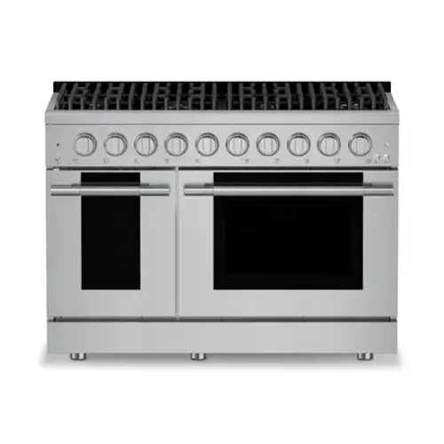 Front. Hauslane - HausPro 48 in. 8 Burners Gas Range in stainless steel with 20,000 BTU and Double Oven with 5 Rack Positions - Stainless Steel.