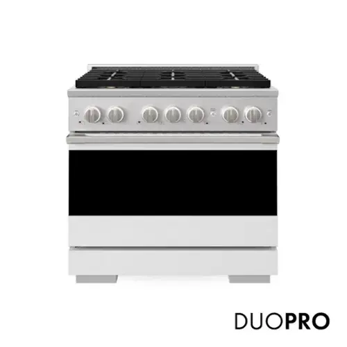 Front. ZLINE - 36 in. 5.2 cu. ft. Manual Clean Marino Freestanding DuoPro Gas Range with Convection Gas Oven with White Matte Door - White Matte.