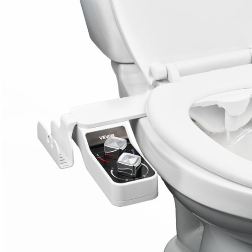 VEVOR - Bidet Attachment for Toilet, Hot & Cold Non-Electric Water Sprayer - Dual Retractable Nozzles - White-Front_Standard 