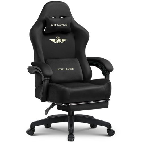 GTPlayer - Big and Tall Gaming Chair Fabric High Back Ergonomic Computer Chair for Office Gaming 350 LBS - Black-Front_Standard 