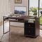 Bestier - 55inch Executive Computer desk with Keyboard Tray Modern Storage File Drawer Fluted Panel 2 Hooks - Walnut-Front_Standard