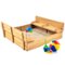 Best Choice Products - Large Outdoor Wooden Sandbox for Kids with Cover and Bench Seats Support up to 220 lbs - Natural-Front_Standard