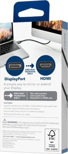 Insignia™ 6 ft. DisplayPort to HDMI Cable - Black BUY IN EUROPE