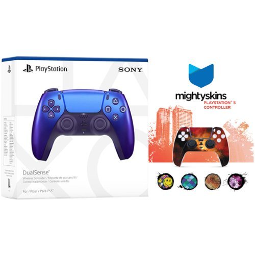 Sony - PlayStation 5 DualSense Wireless Controller with MightySkins Custom Decal Skin Voucher - Chroma Indigo-Front_Standard 