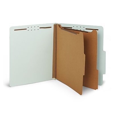Staples - 60% Recycled Pressboard Classification Folder, 2-Dividers, 2.5" Expansion, Letter Size, Light Gray/Green, 10/Box - Gray/Silver-Front_Standard 
