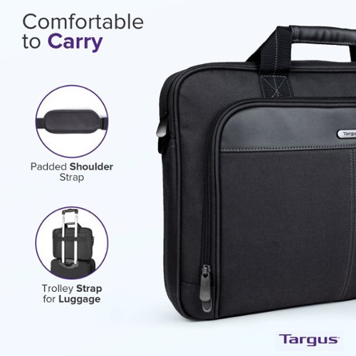 Targus Classic Slim Briefcase for 15.6 Laptops - Black GLOBAL SHIPPING
