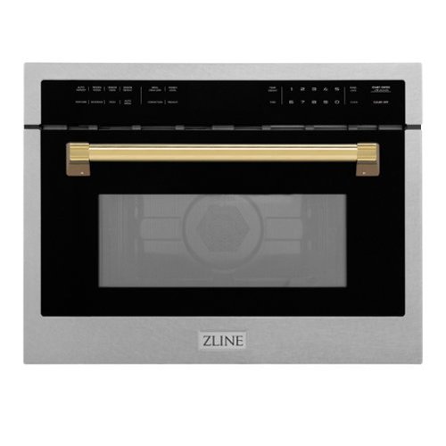 ZLINE - Autograph 24 in. 1.6 cu. ft. Built-in Convection Microwave Oven with Polished Gold Accents - Satin Stainless Steel