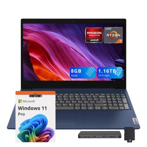 Lenovo - Upgraded - IdeaPad 5 15.6" FHD Laptop,AMD Ryzen 7 5825U,8GB RAM,1TB SSD+160GB Dock Set,Radeon Graphics,Win 11 Pro - Abyss Blue-Front_Standard 