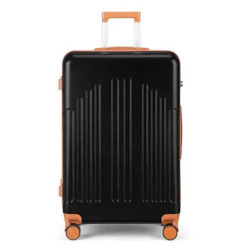 Front. Winado - 28" Checked Luggage Trolley Case ABS Hardside Large Suitcase with Double Spinner Wheels & TSA Lock for Travel Business - Black & Brown.