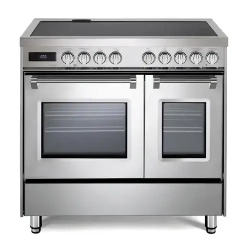 Front. Verona - Verona Ultima 36 inch Electric Range with Double Ovens, 4.1 cu. ft. Total Oven Capacity in Stainless Steel - Stainless Steel.