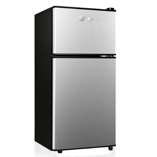 OSTBA - Mini Fridge Freezer 3 Cu.Ft, Reversible Door with 7 Settings Adjustable Thermostat - Silver-Front_Standard 