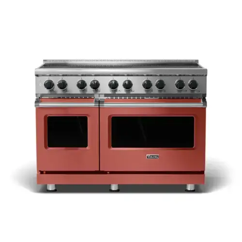 Front. Viking - 5 Series 48" Wide Freestanding Electric Induction Range - Spiced Cider.