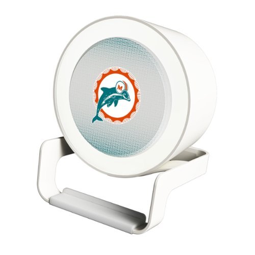 Keyscaper - Miami Dolphins Linen Print Nightlight Charger & Bluetooth Speaker - White-Front_Standard 
