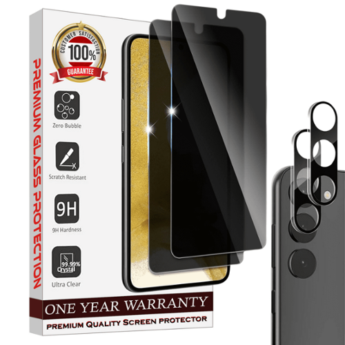 Entronix - Privacy Screen Protector and Camera Lens Protector for Galaxy S24 Plus - Ultimate 4-Piece Protection - Transparent-Front_Standard 