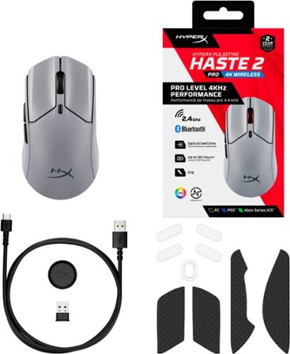 HyperX Pulsefire Haste 2 Pro 4K Lightweight Wireless Optical Gaming Mouse with RGB Lighting - Wireless - Slate Grey BUY IN UK