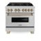 ZLINE - 36 in. Wide 6 Burner Autograph 4.6 cu. ft. Legacy Freestanding Dual Fuel Range with Convection Oven w/ Bronze Accents - Stainless Steel/Champagne Bronze Accents-Front_Standard