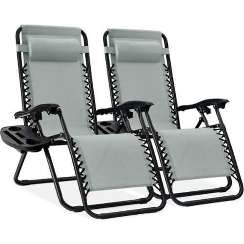 Best Choice Products - Set of 2 Zero Gravity Lounge Chair Recliners for Patio, Pool w/ Cup Holder Tray - Stardew-Front_Standard 