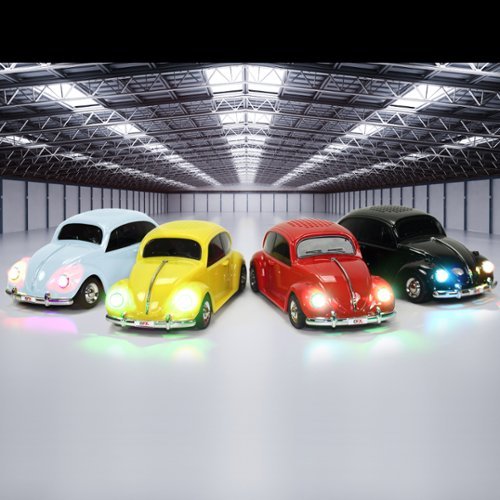 QFX Retro Car Portable Bluetooth Speaker with Bass Radiator and LED Lights - Red BUY IN UAE