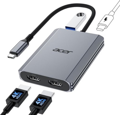 Acer - USB C to Dual HDMI Adapter 4K@60Hz, 4-in-1 HDMI Splitter for Dual Monitors with 100W PD, USB 3.0-Front_Standard 