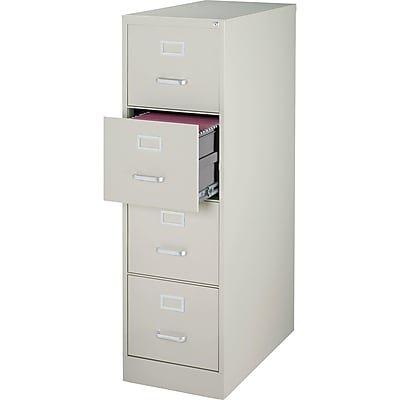 Staples - Commercial 4 File Drawer Vertical File Cabinet, Locking, Letter, 26.5"D - Light Gray-Front_Standard 
