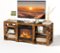 Winado - 70" Fireplace TV Stand Table with Remoted 18" Embedded Electric Fireplace Heater Entertainment Center for Up to 70in TVs - Rustic Brown-Front_Standard
