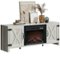 Bestier - 63" Fireplace TV Stand with Vintage Mechanical Buttons, Farmhouse Entertainment Center for 70" TVs - White-Front_Standard