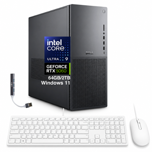 Dell - Upgraded - Tower Plus EBT2250 Desktop (Ultra 9-285, 64GB, 2TB SSD, GeForce RTX 5060, Thunderbolt 4, Win 11 Pro) w/USB Hub - Platinum-Front_Standard 