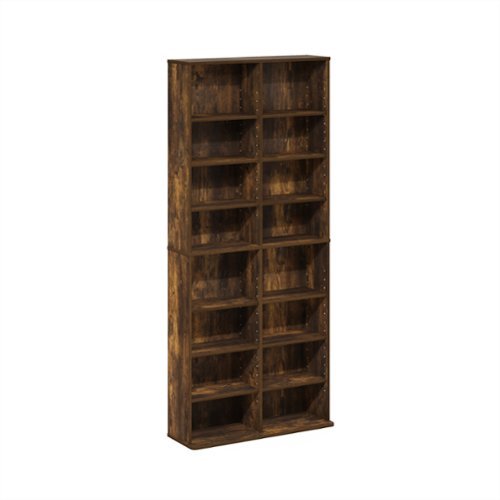 Furinno - JAYA 16-Shelf Multimedia Media Storage Tower Rack with Adjustable Shelves - Amber Pine-Front_Standard 