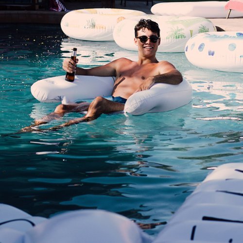 Salus Brands, LLC Rae Dunn: Bee Happy Chair Lounger - 55x36 Water & Pool Inflatable, CocoNut Float, Drifter & Relaxation Chair, Ages 8+ GLOBAL SHIPPING