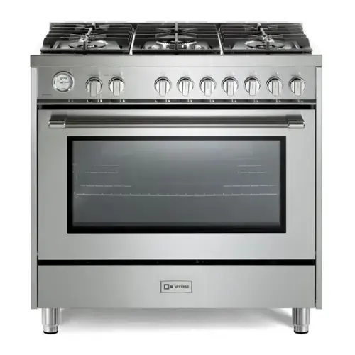Front. Verona - Verona Prima 36" Gas Range with 5 Sealed Burners in Stainless Steel - Stainless Steel.