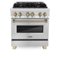 ZLINE - Autograph 30" Legacy Dual Fuel Range w/ 4 Burners & Champagne Bronze Accents (RAZ-30-CB) - Stainless Steel-Front_Standard