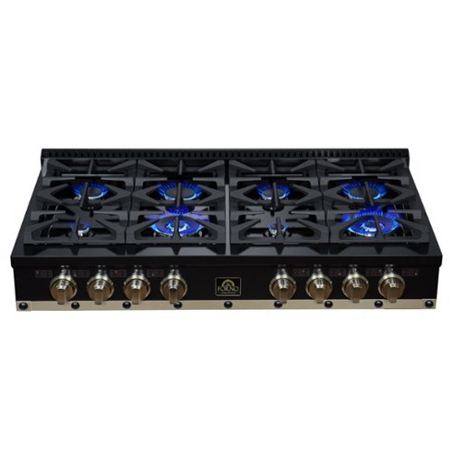 Forno Appliances - 48 in. Wide 8 Burner Valente Built-In Gas Cooktop - Black - Black