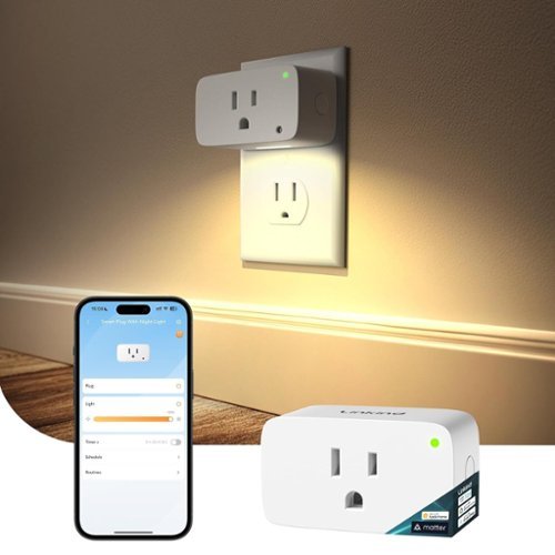 Linkind - Smart Plug with LED Night Light, Matter Compatible, Works with Alexa, Google Home, Apple Home, 1 Pack - White-Front_Standard 