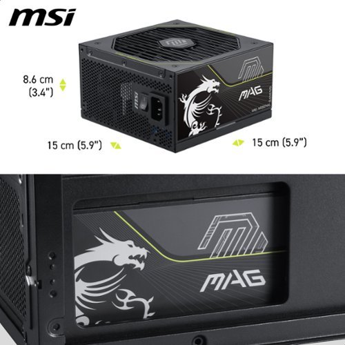 MSI MAG A1000PLS PCIE5 - Full Modular - 80 Plus Platinum 1000W - 105°C Main Capacitor - ATX 3.1 Ready - Gaming Power Supply - Black WORLDWIDE DELIVERY