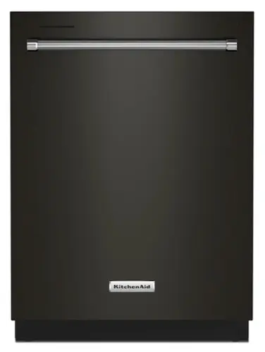 Front. KitchenAid - 24" Top Control Built-in Stainless Steel Tub Dishwasher with 3rd Rack, 40+ Total Wash Jets, 41 dBA - Black stainless steel.