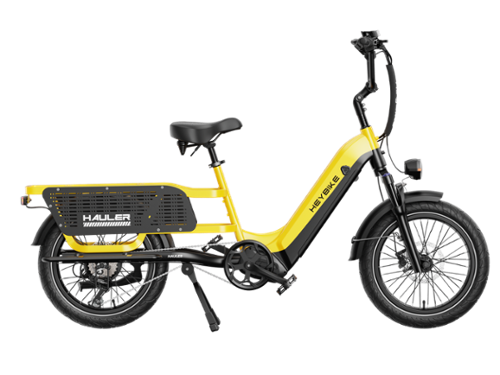 Heybike - Hauler Cargo Ebike w/55mi Max Operating Range 28 mph Max Speed 440lbs Max Load -Single Battery - Yellow-Front_Standard 