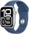 Apple Watch Series 10 (GPS+Cellular) 42mm Aluminum Case with Denim Sport Band - S/M - Silver - (2024)-Angle_Standard