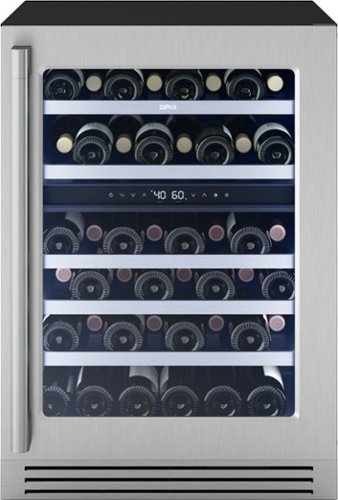 Zephyr - Presrv Pro 24 in. 45-Bottle Dual Zone Wine Cooler - Stainless Steel + Glass