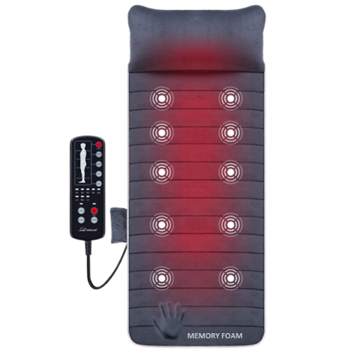 Snailax - Massage Full Body Massage Pad with heat, Memory Foam & 10 Vibration Motors - Gray-Front_Standard 