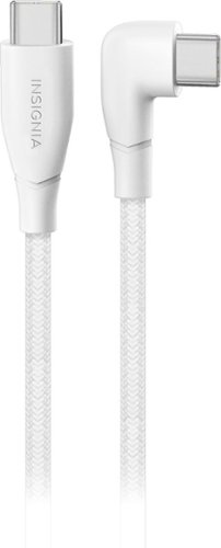 Insignia™ 7' USB-C to Right-Angle USB-C Braided Charging Cable - White GLOBAL SHIPPING