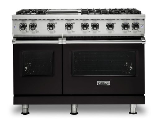 Viking - 6.1 Cu. Ft. 48"W. Professional 5 Series Freestanding Double Oven Liquid Propane Gas Convection Range - Onyx-Front_Standard 