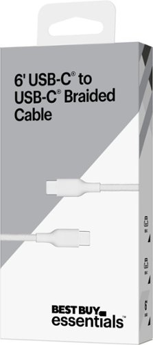 Best Buy essentials™ 6' USB-C to USB-C Braided Charge-and-Sync Cable - White GLOBAL SHIPPING