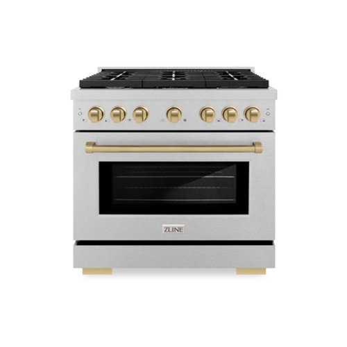 ZLINE - Autograph 36 in. Paramount Dual Fuel Satin Steel Range w/ 6 Burners & Bronze Accents (SDRSZ-36-CB) - Stainless Steel-Front_Standard 