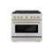 ZLINE - 36 in. Wide 6 Burner Autograph Paramount Dual Fuel Satin Steel Range with Bronze Accents (SDRSZ-36-CB) - Stainless Steel-Front_Standard
