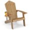 Costway - Patio HIPS Adirondack Chair with Cup Holder Weather Resistant Outdoor 380 LBS - Teak-Front_Standard