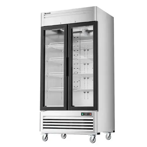 Front. Coolski - Coolski 40 in. 33.5 cu. ft. 2-Glass Door Commercial Reach In Display Upright Freezer in Stainless Steel - Stainless steel.