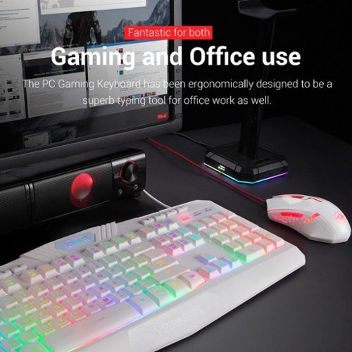 REDRAGON S101W-1 Wired RGB Backlit Gaming Keyboard with Multimedia Keys Wrist Rest and Red Backlit Mouse Combo 3200 DPI - White BUY IN MIDDLE EAST