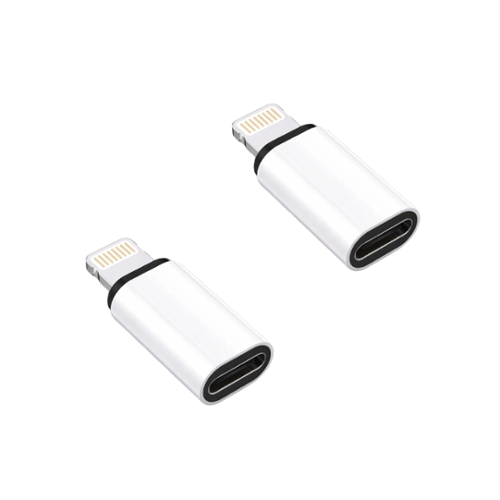 Qixxronics - USB C to Lightning Adapter, Type C to Lightning Connector for iPhone, iPad (2 Pack) - White-Front_Standard 