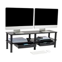 Mind Reader - 2-Tier Monitor Stand with Drawer - black