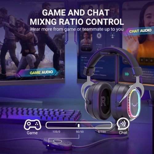 FIFINE Wired RGB Gaming Headset: 7.1 Surround Sound, Noise-Cancelling Mic, 4 EQ Modes, Over-Ear for PC, PS5/PS4, Mac - Black GLOBAL SHIPPING